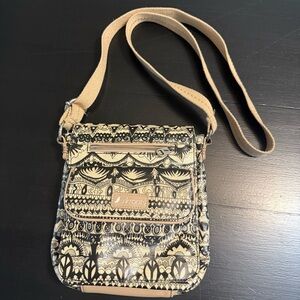 Sakroots Beige and Black Patterned Crossbody Bag